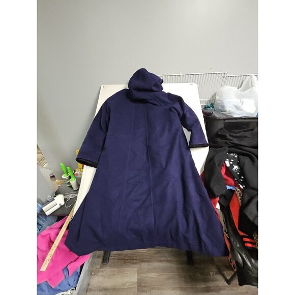 Vintage LL Bean Womans Coat Purple XL  Wool Alpaca Hooded Maxi Coat Fur Trim - Picture 7 of 7